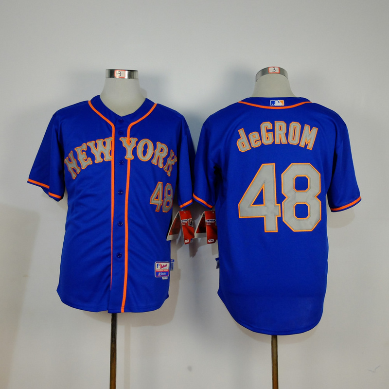 Men New York Mets 48 Degrom Blue MLB Jerseys